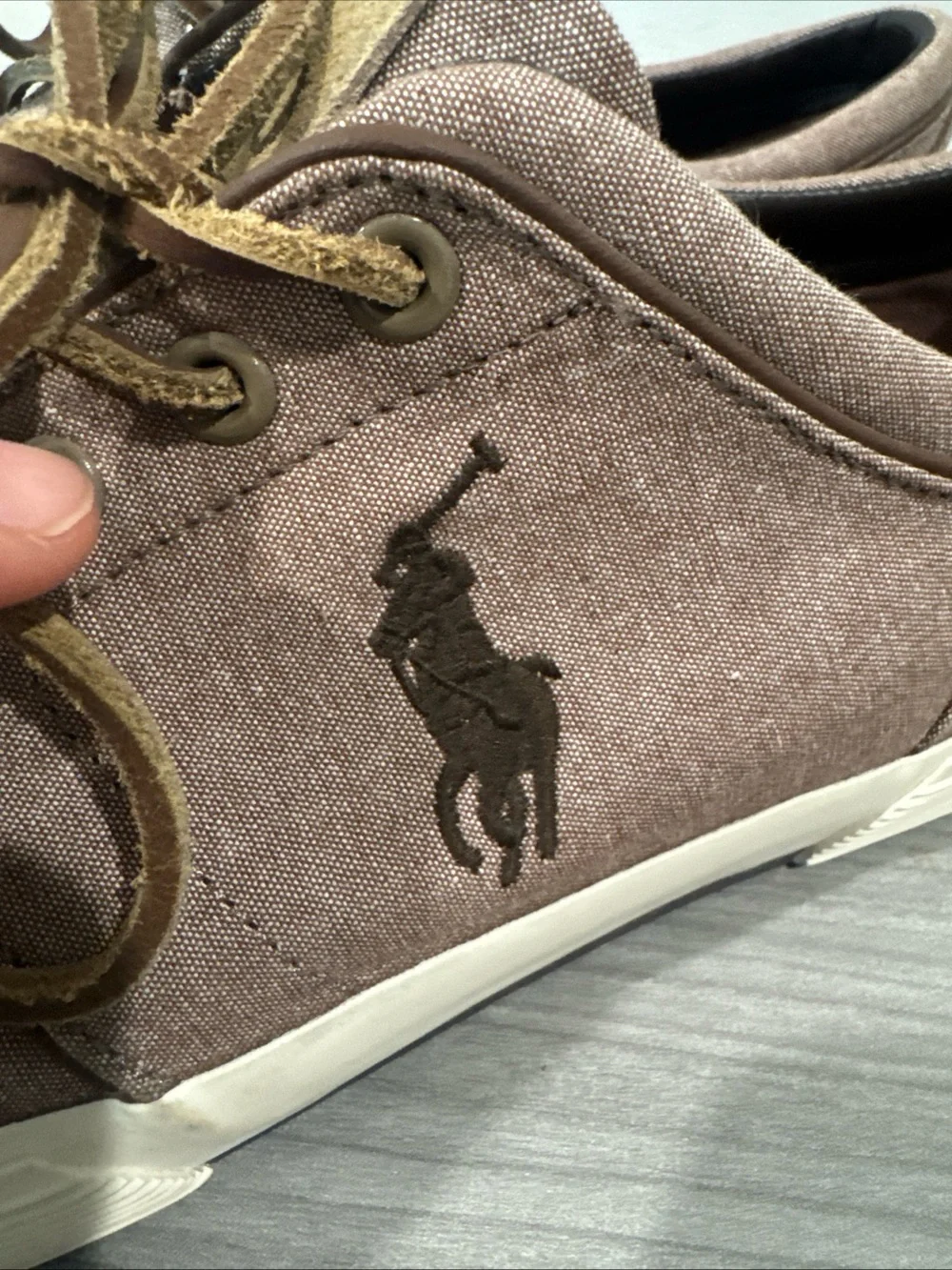 Polo Ralph Lauren Faxon Low Mens 13D Brown Canvas Sneakers Casual Shoes